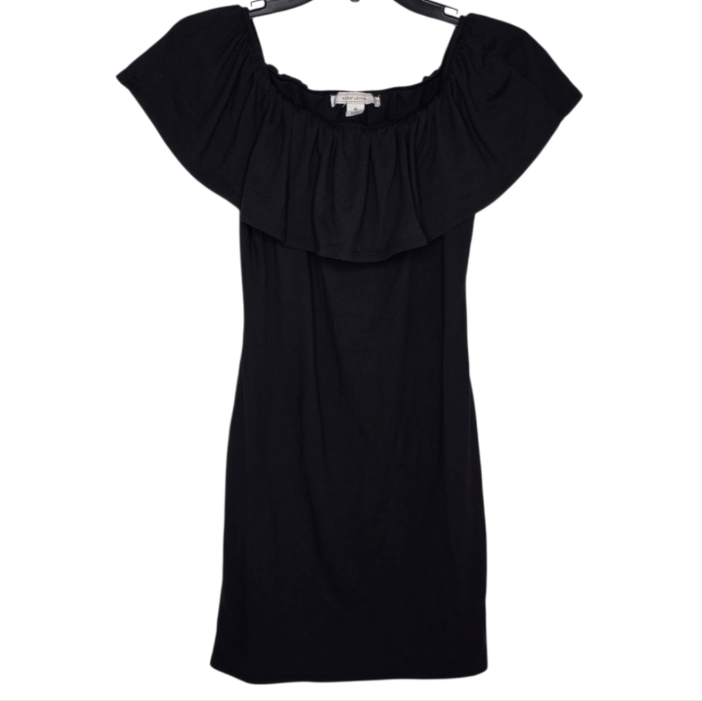 Adam Levine Black Sleeveless Ruffle-Neck Dress